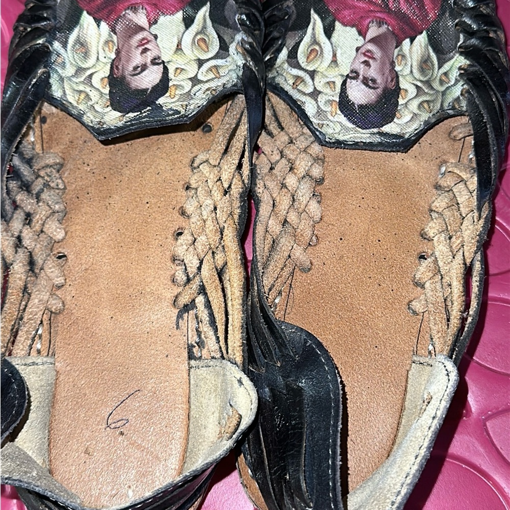 Black and Tan Woven Huarache Sandal